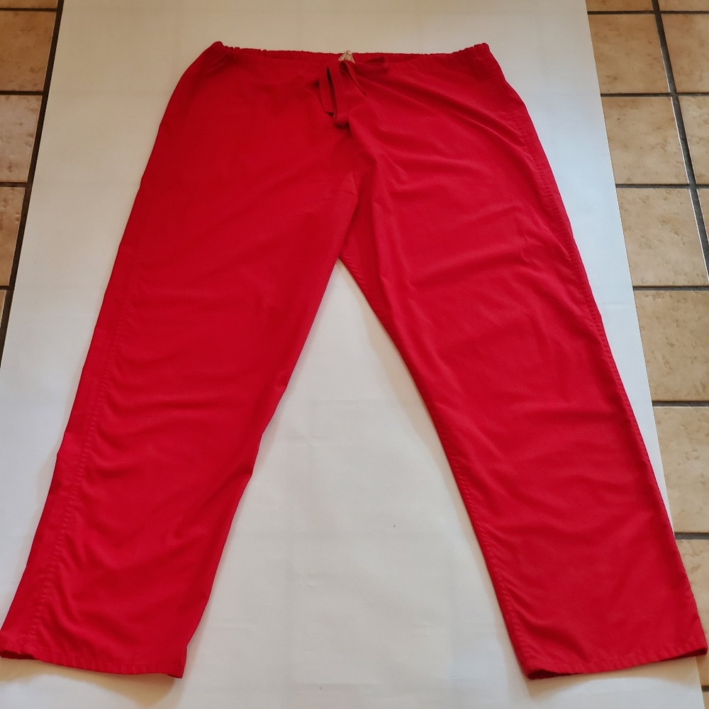 Landau Red 1X Medical Scrub Drawstring Pants